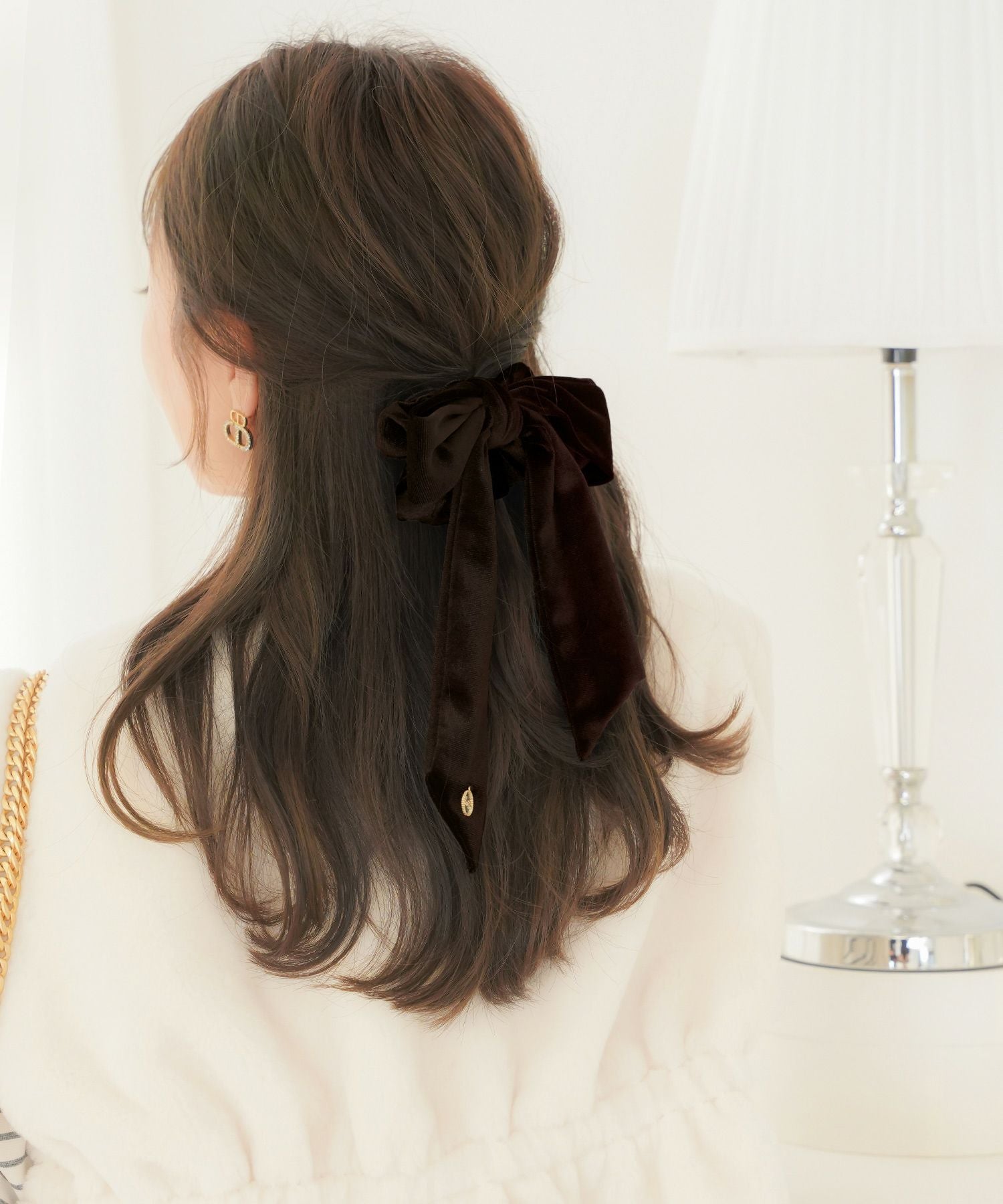 SPRING-SALE リボン ベロア シュシュ le reve vaniller 全3色｜lvn945