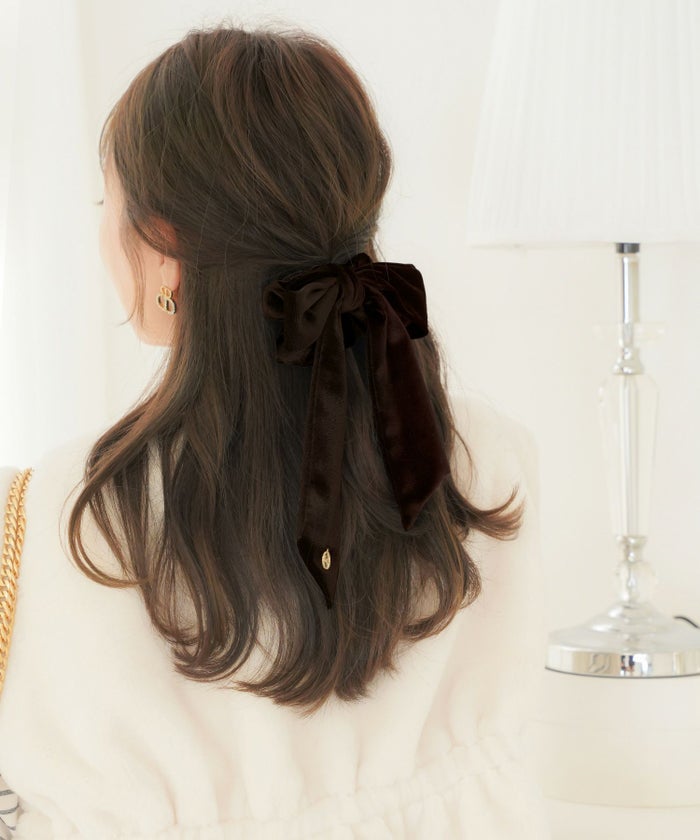 グッズ ヘアアクセサリー シュシュ リボン ゴム ベロア 可愛い プレゼント 上品 エレガント フェミニン