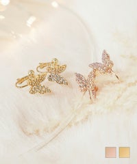アクセサリーイヤリング  プチプラ 蝶々 バタフライ ストーン ピンクゴールド ゴールド ワンポイント 可愛い バタフライ モチーフ イヤリング le reve vaniller