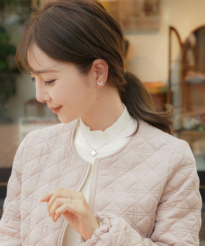 アクセサリー イヤリング 蝶々 ストーン ピンクゴールド ゴールド ジョイントスペース