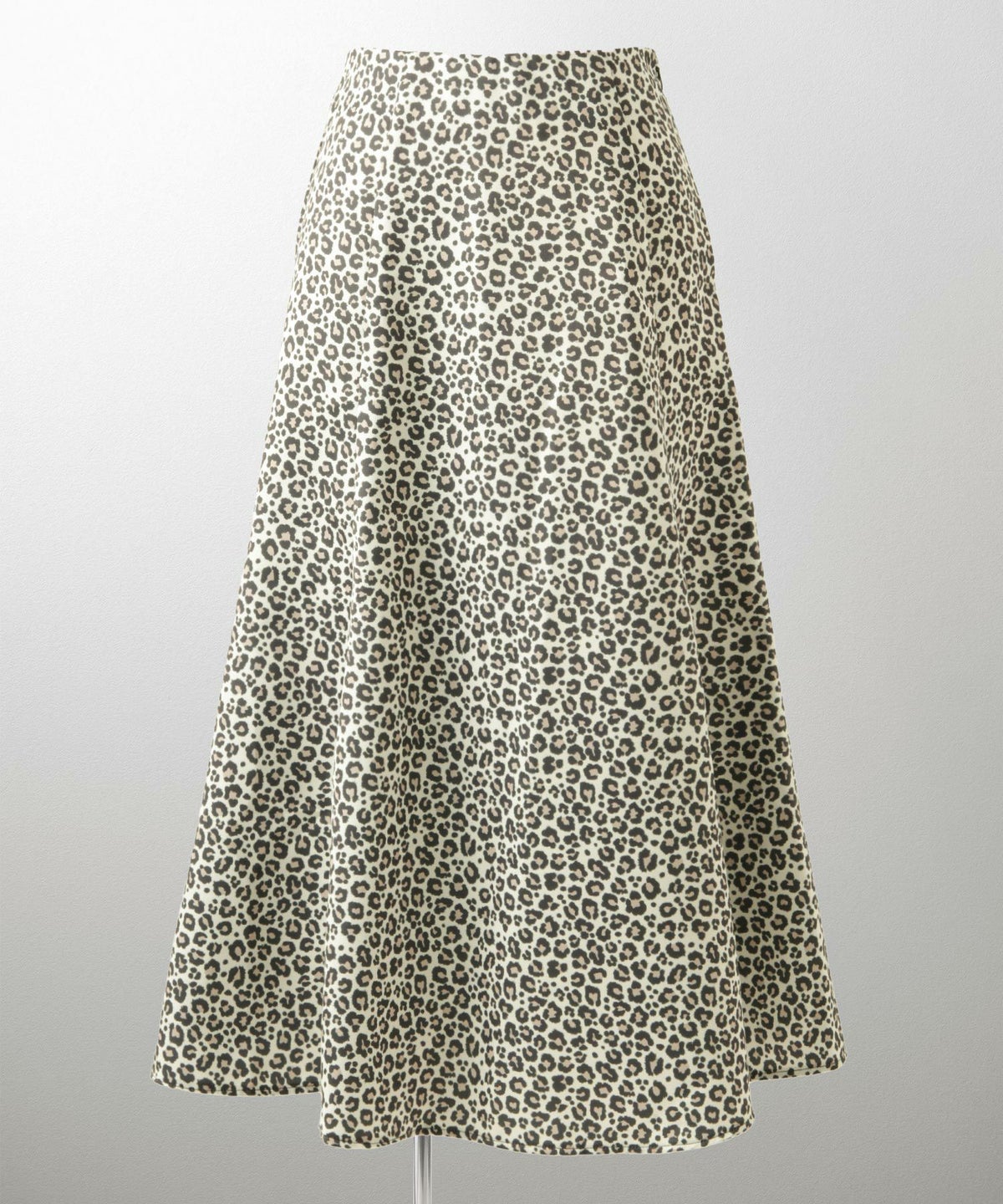 レオパード柄 セミフレア スカート レディース オールシーズン レオパード柄 セミフレア フレアスカート ミモレ丈 アイボリー/ブラック/S/M
