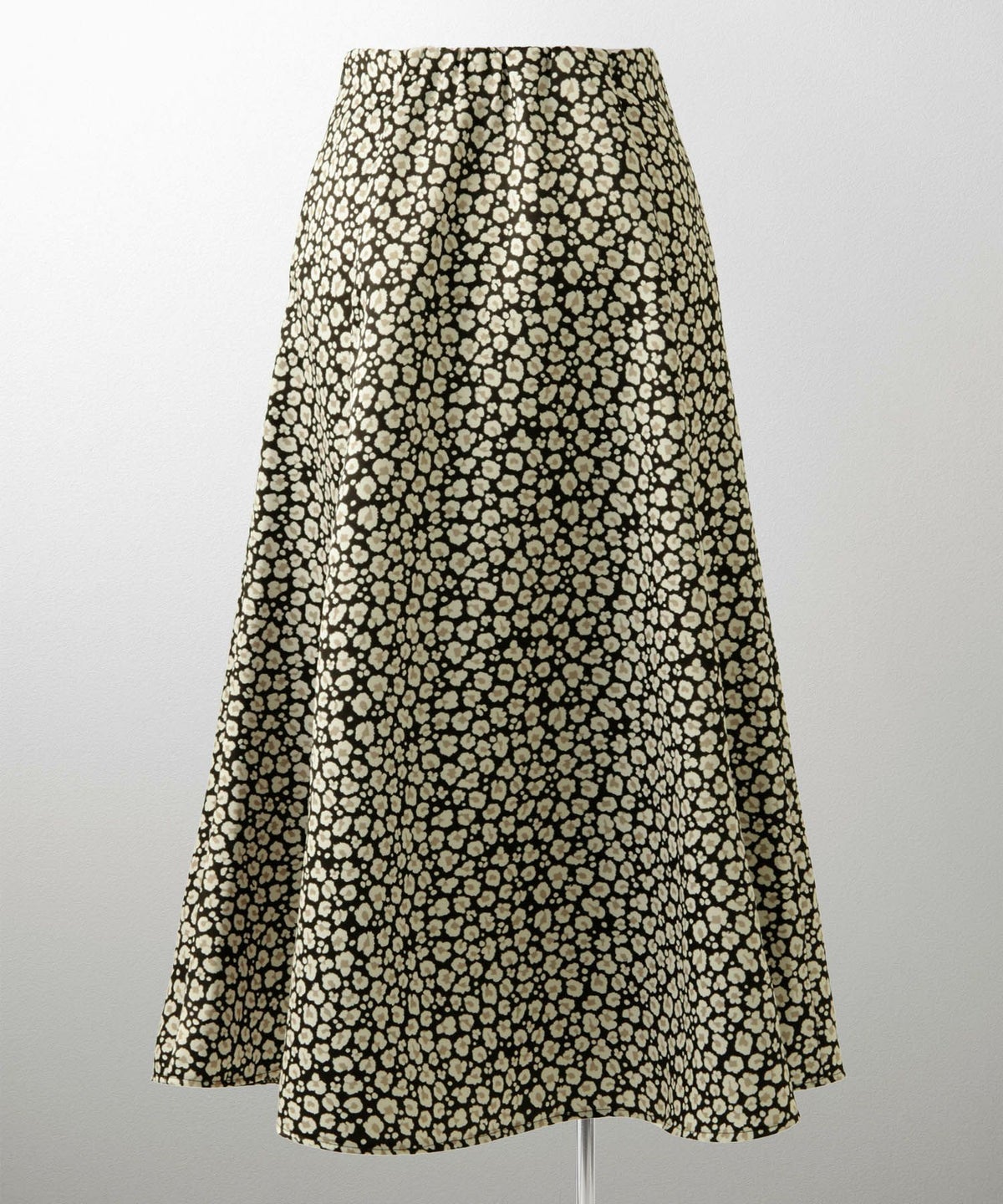 レオパード柄 セミフレア スカート レディース オールシーズン レオパード柄 セミフレア フレアスカート ミモレ丈 アイボリー/ブラック/S/M