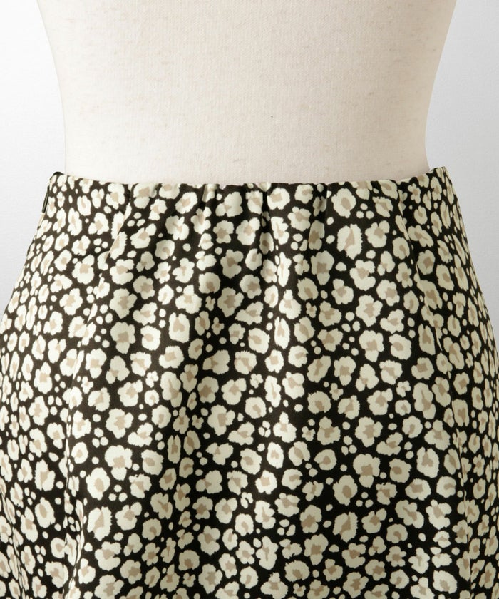 レオパード柄 セミフレア スカート レディース オールシーズン レオパード柄 セミフレア フレアスカート ミモレ丈 アイボリー/ブラック/S/M