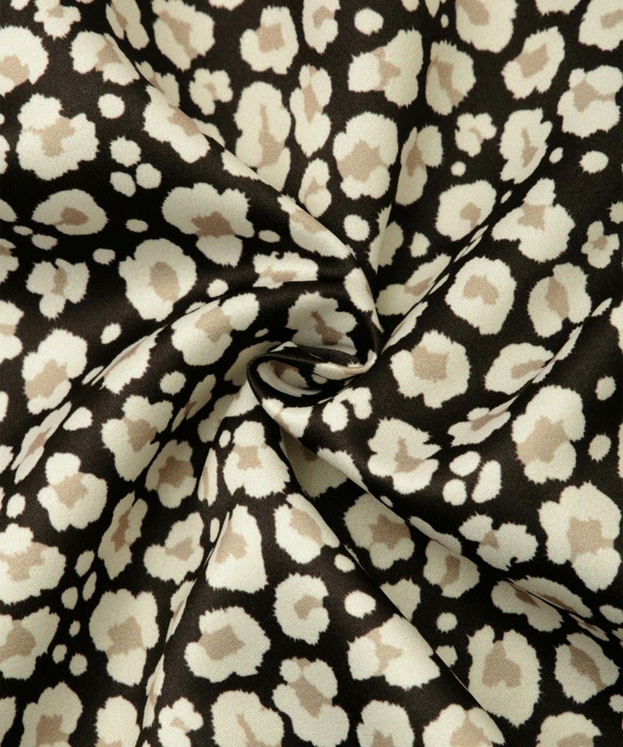 レオパード柄 セミフレア スカート レディース オールシーズン レオパード柄 セミフレア フレアスカート ミモレ丈 アイボリー/ブラック/S/M