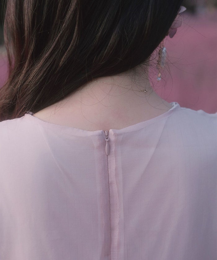 > 取り外し ボウタイ ロング ワンピース miolite ピンク ブルーグレー