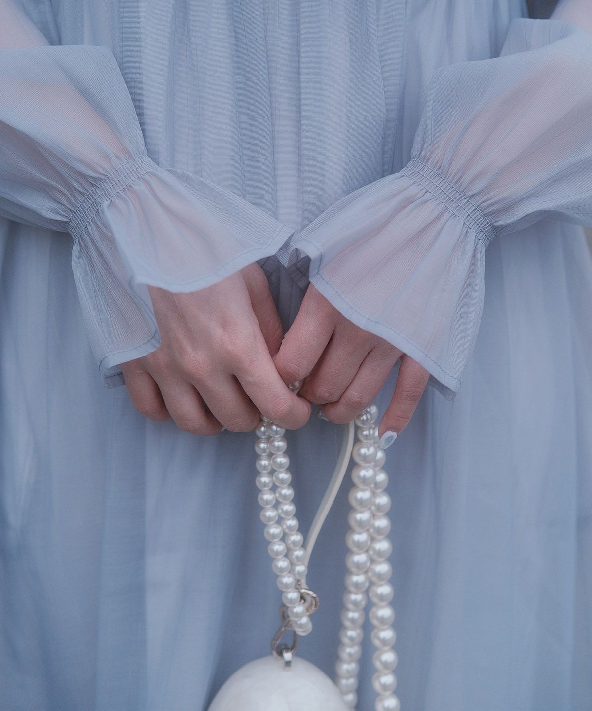 > 取り外し ボウタイ ロング ワンピース miolite ピンク ブルーグレー