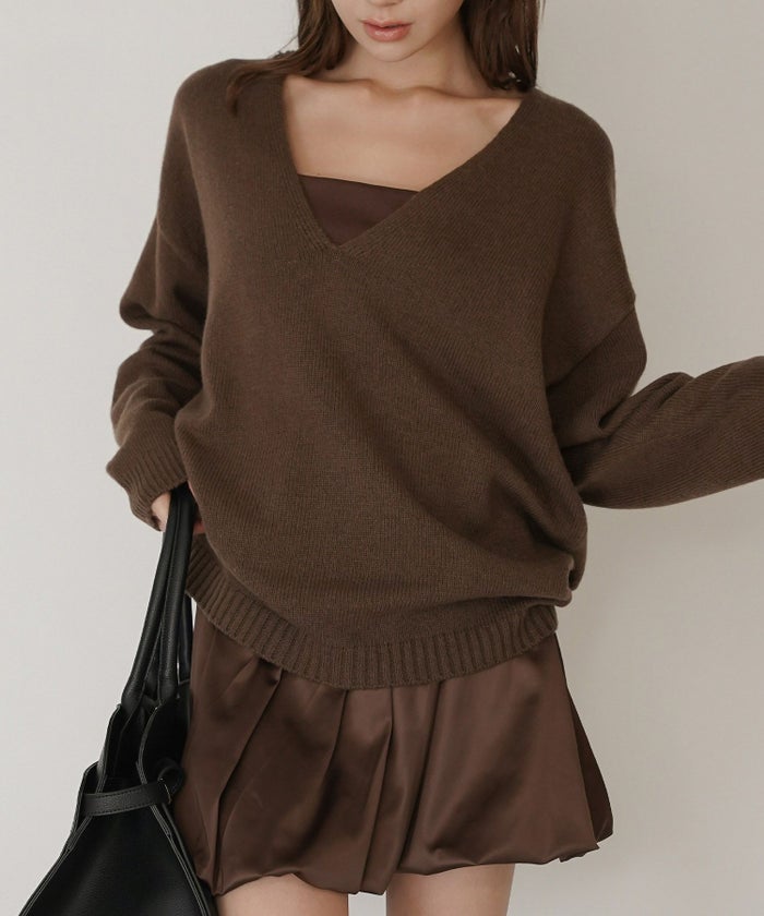 深Ｖネック オーバーニット ブルオーバー KINO THE KEI