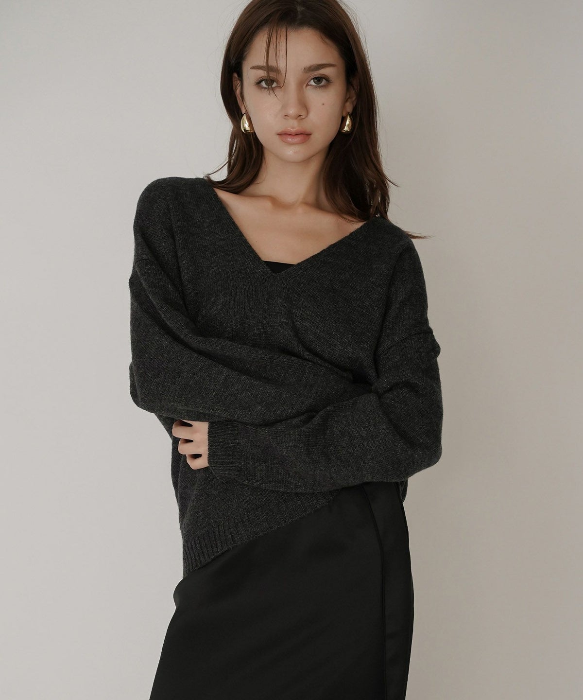 深Ｖネック オーバーニット ブルオーバー KINO THE KEI