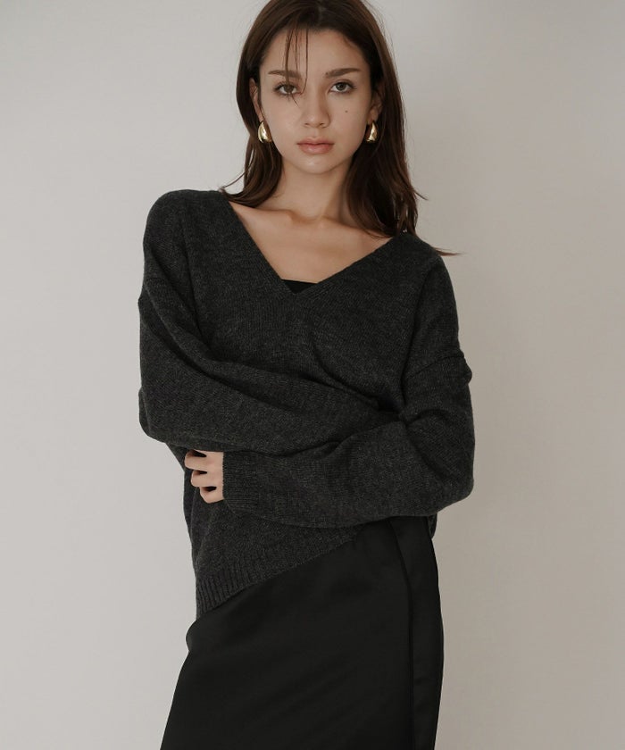 深Ｖネック オーバーニット ブルオーバー KINO THE KEI