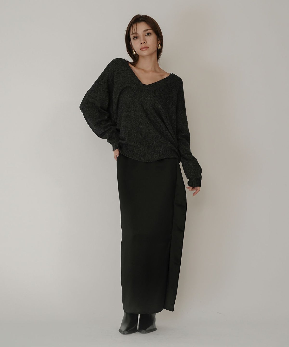 深Ｖネック オーバーニット ブルオーバー KINO THE KEI