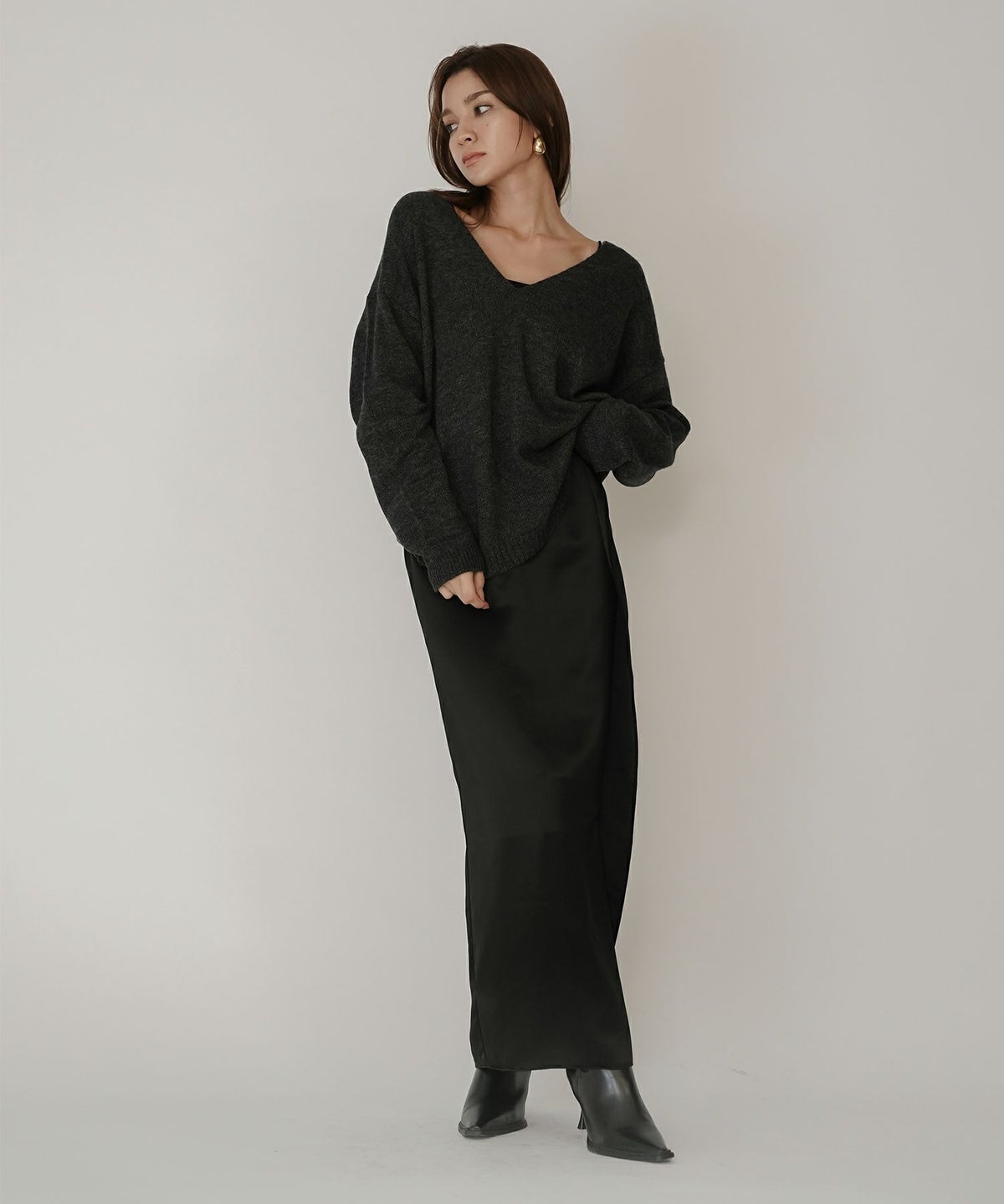 深Ｖネック オーバーニット ブルオーバー KINO THE KEI