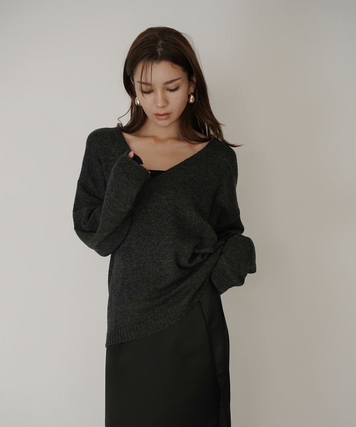 深Ｖネック オーバーニット ブルオーバー KINO THE KEI