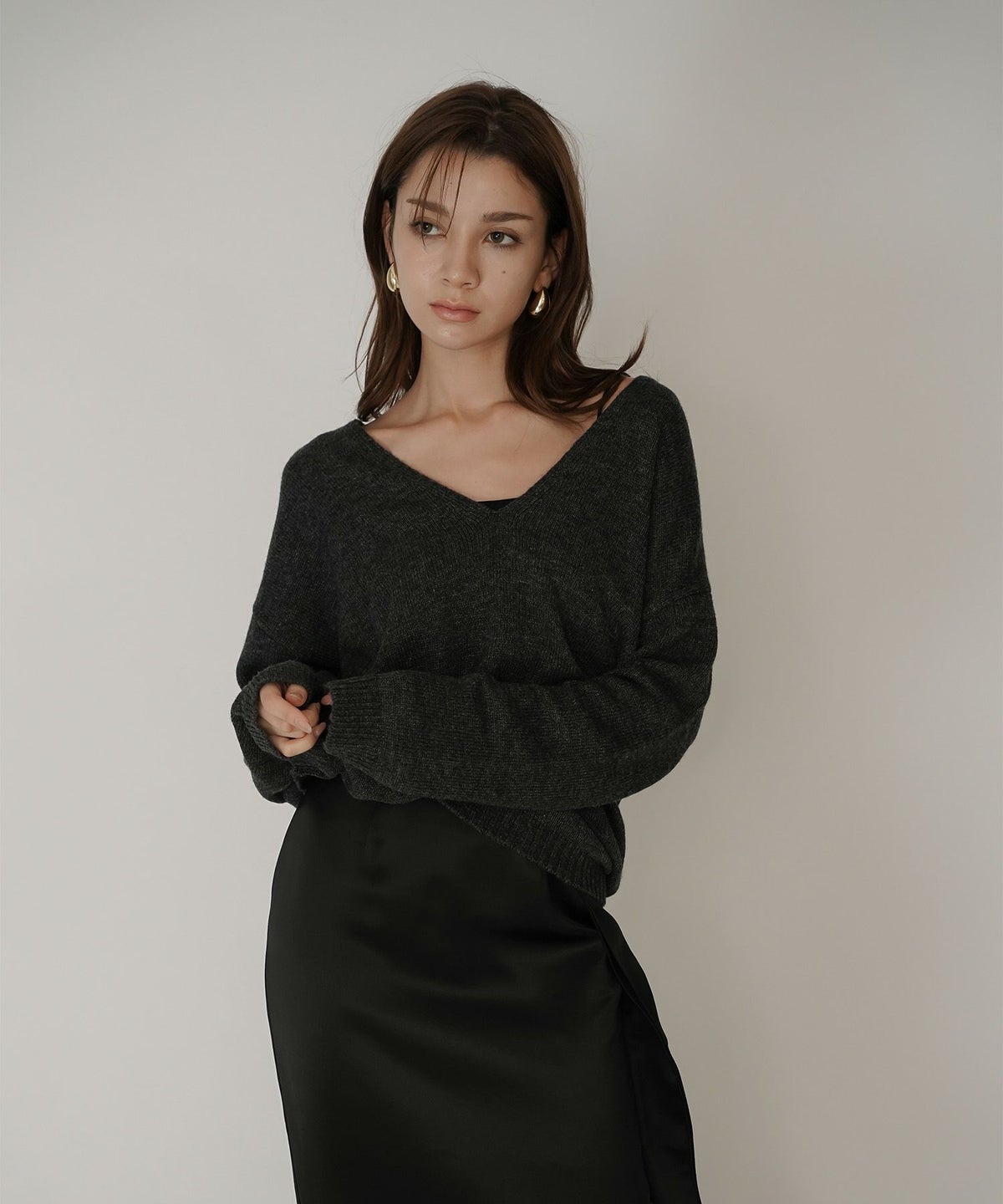 深Ｖネック オーバーニット ブルオーバー KINO THE KEI