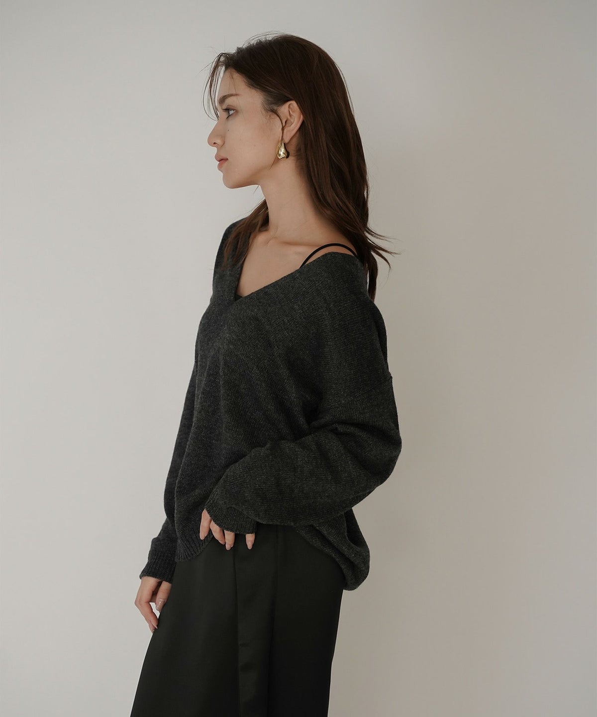 深Ｖネック オーバーニット ブルオーバー KINO THE KEI