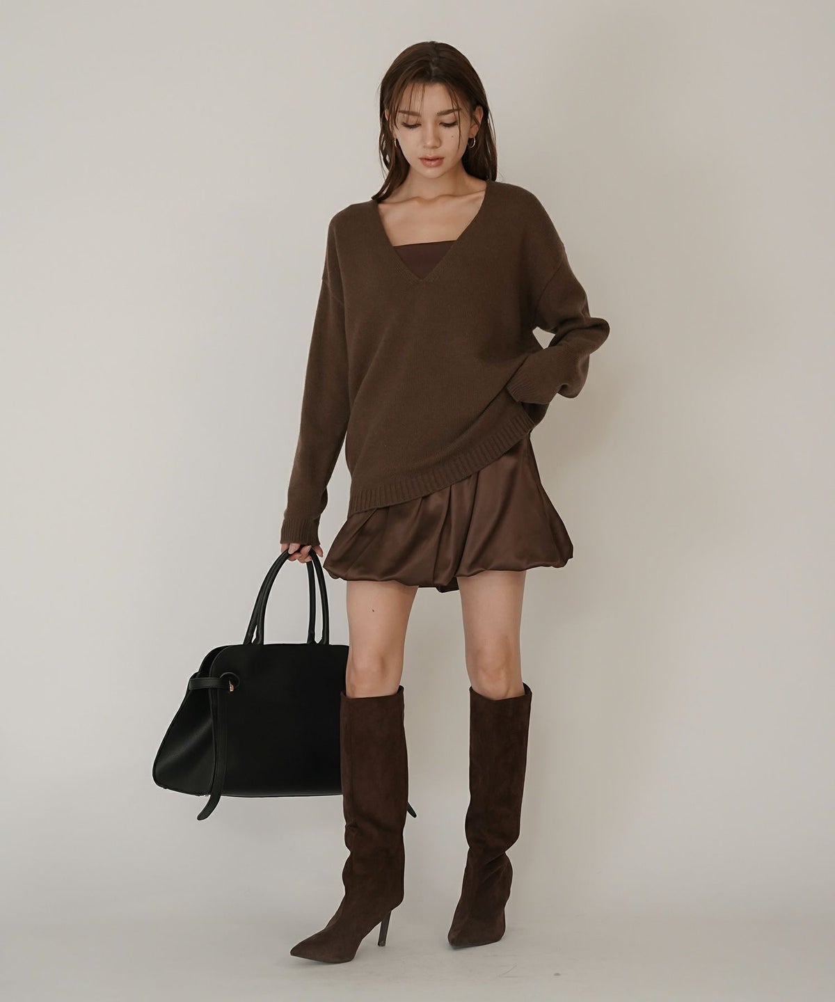 深Ｖネック オーバーニット ブルオーバー KINO THE KEI