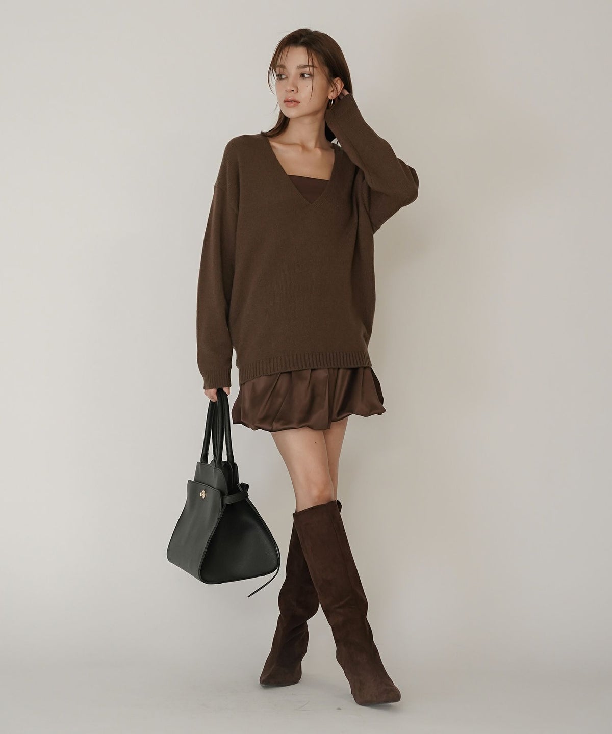 深Ｖネック オーバーニット ブルオーバー KINO THE KEI