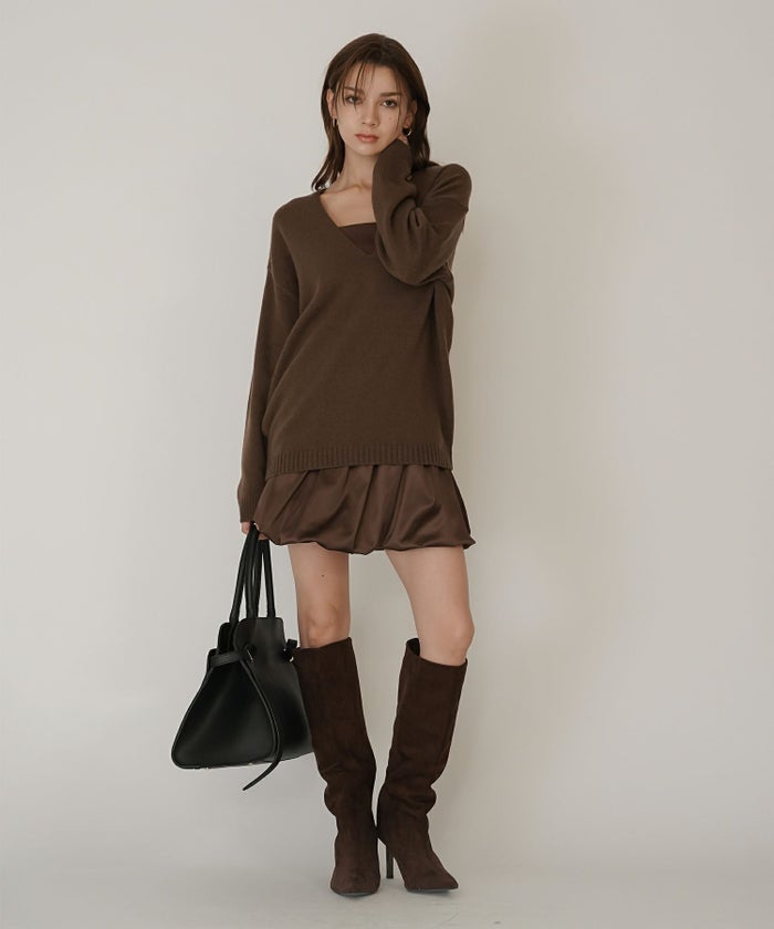 深Ｖネック オーバーニット ブルオーバー KINO THE KEI