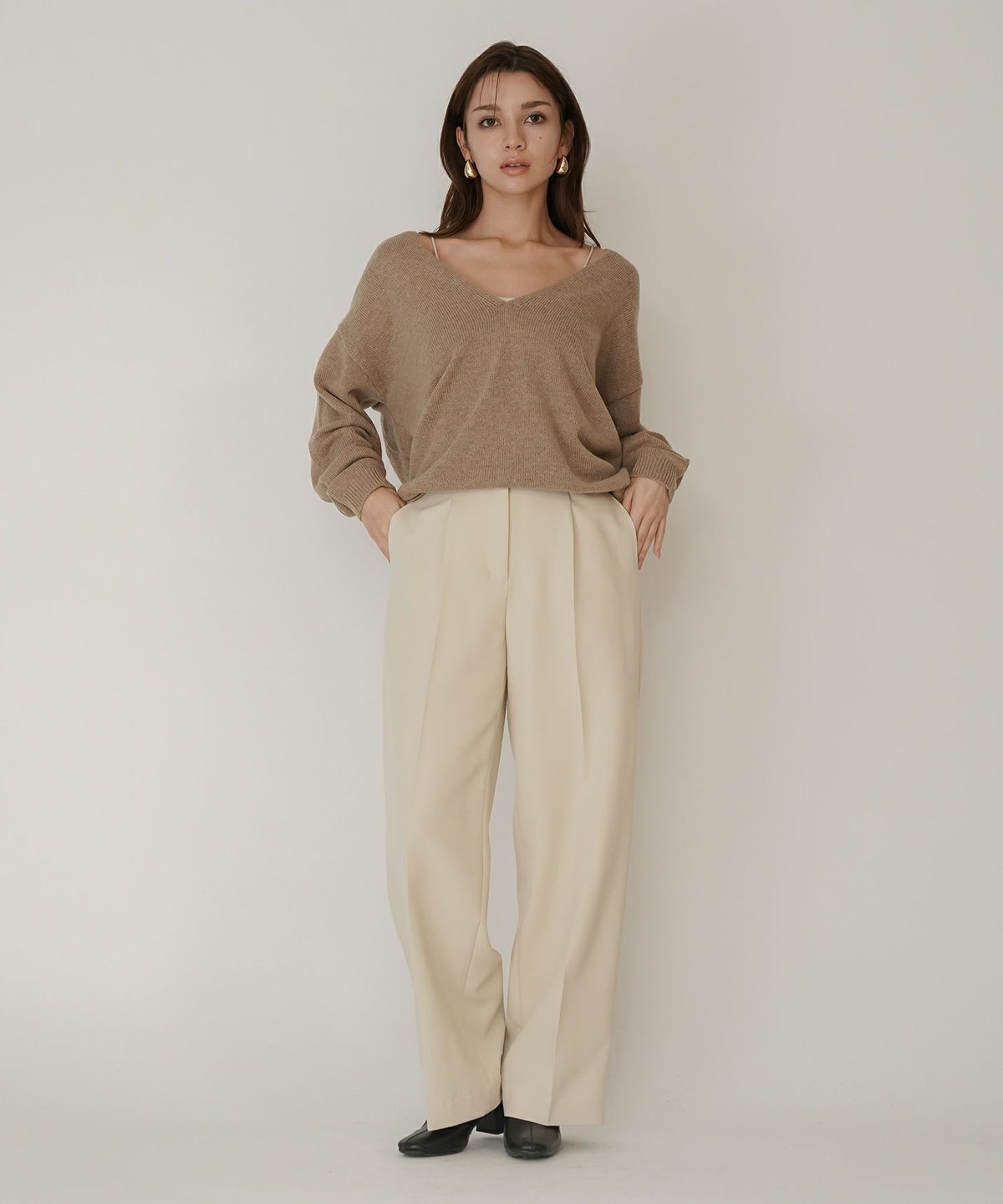 深Ｖネック オーバーニット ブルオーバー KINO THE KEI