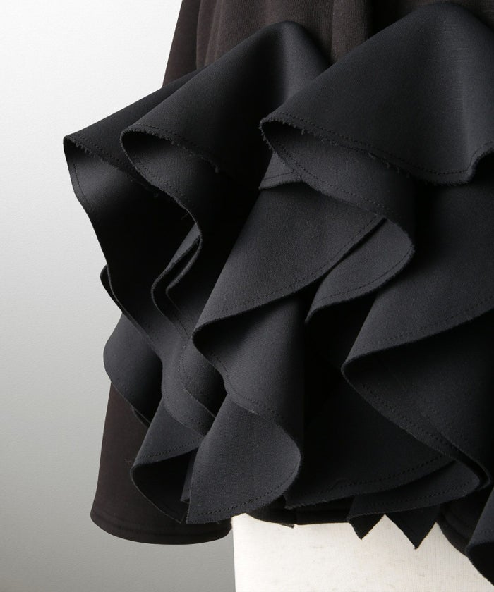 ボンバーヒート フリルヘム ジャケット HUIT ジャケット アウター ノーカラー トップス 裏起毛 秋 冬 ホワイト/ブラック/M