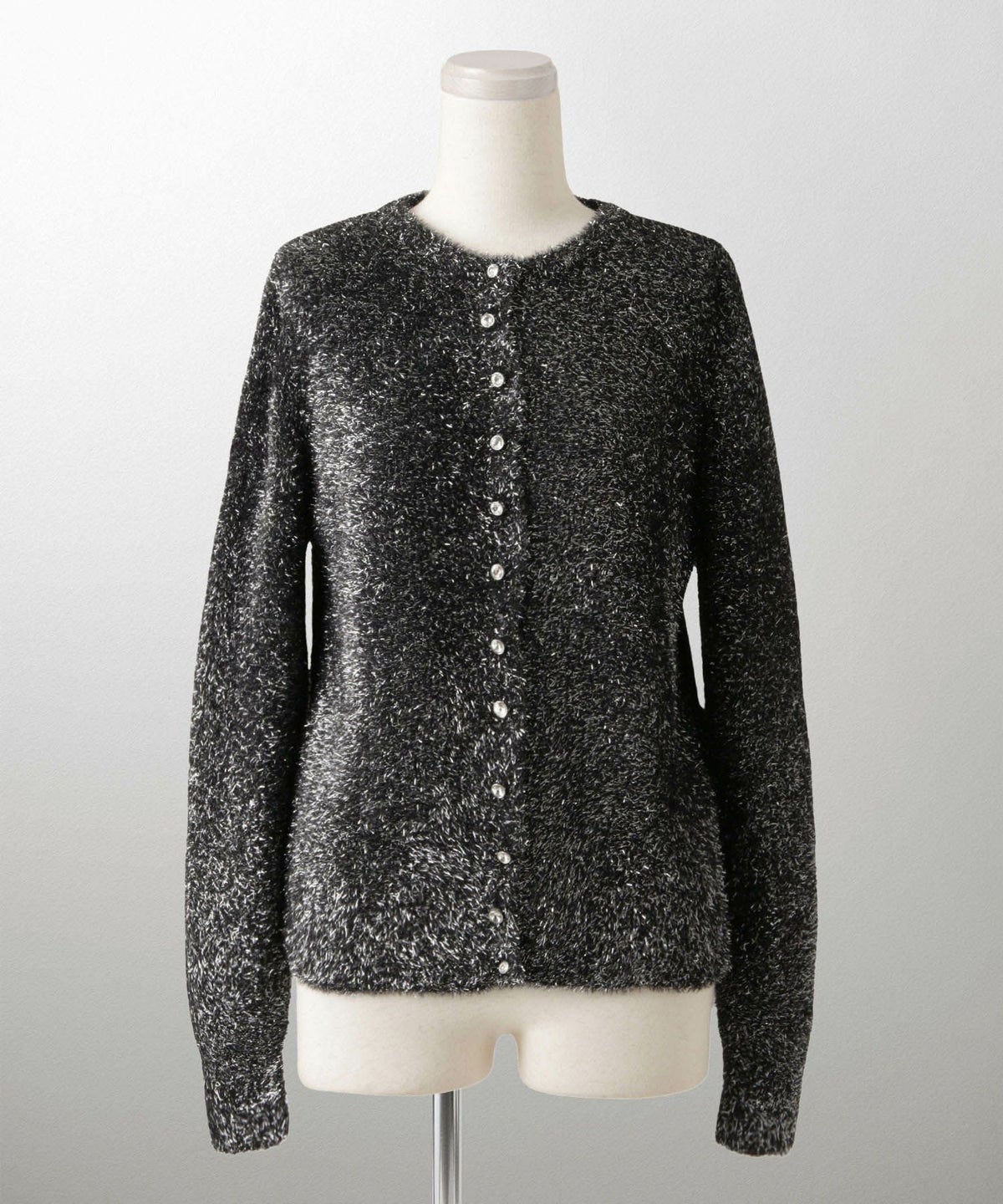 ラメシャギー ニット カーディガン トップス レディース 秋 冬 長袖 洗濯 おしゃれ オフィス 可愛い きれいめ 大人 セットアップ シルバー グレージュ ブラック M