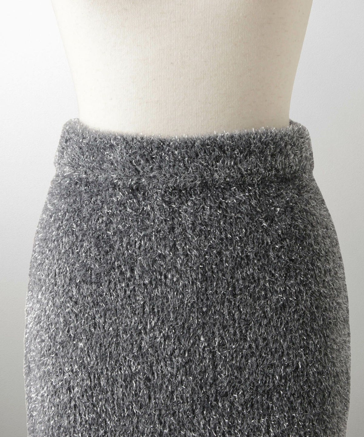 ラメシャギー ニット スカート 秋 冬 ロング ウエストゴム レディース ファッション 着回し 長め 無地 セットアップ シルバー グレージュ ブラック S M