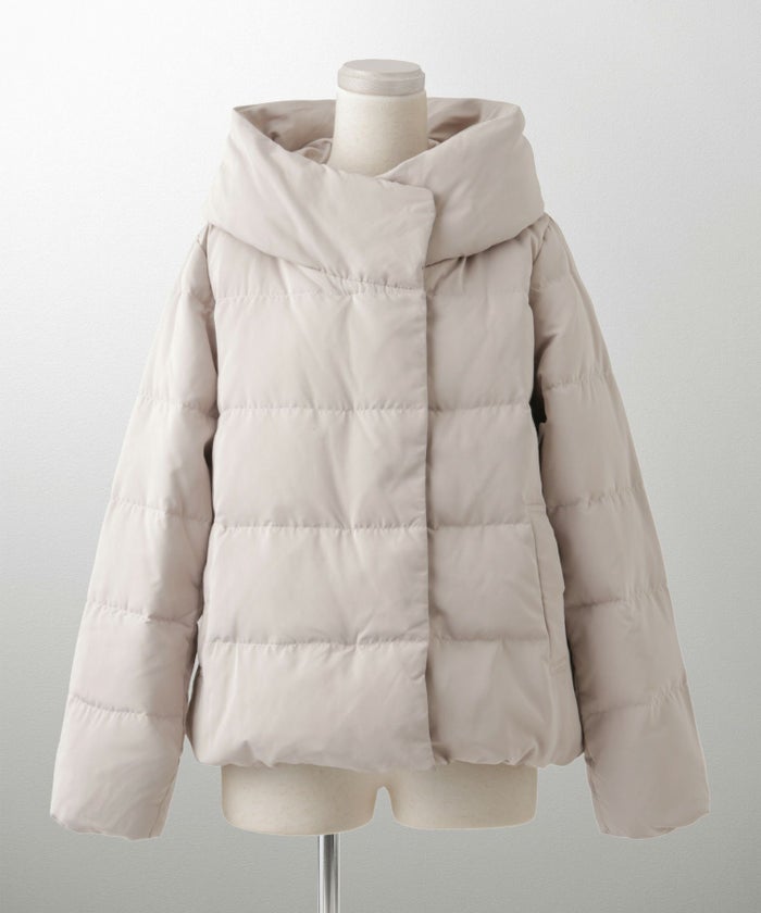 ショート丈 フード付き ダウン コート レディース アウター おしゃれ おすすめ きれいめ ビジネス 可愛い ホワイト グレージュ ネイビー ブラック M