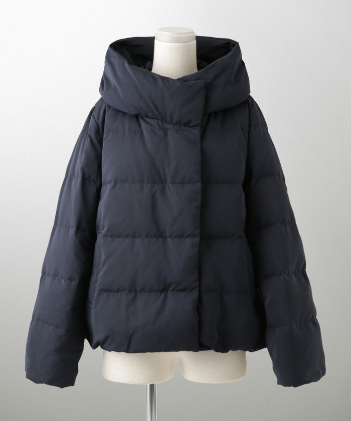 ショート丈 フード付き ダウン コート レディース アウター おしゃれ おすすめ きれいめ ビジネス 可愛い ホワイト グレージュ ネイビー ブラック M