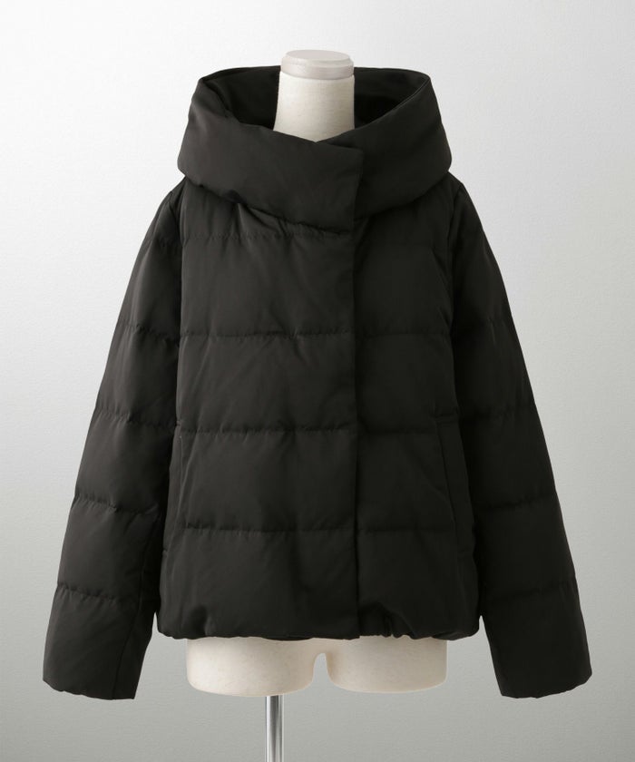 ショート丈 フード付き ダウン コート レディース アウター おしゃれ おすすめ きれいめ ビジネス 可愛い ホワイト グレージュ ネイビー ブラック M