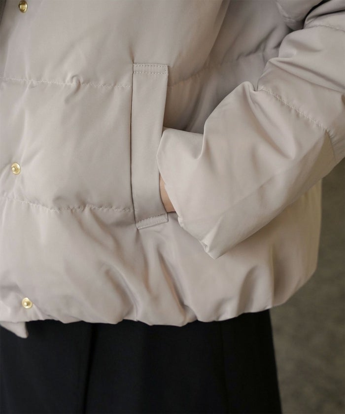 ショート丈 フード付き ダウン コート レディース アウター おしゃれ おすすめ きれいめ ビジネス 可愛い ホワイト グレージュ ネイビー ブラック M