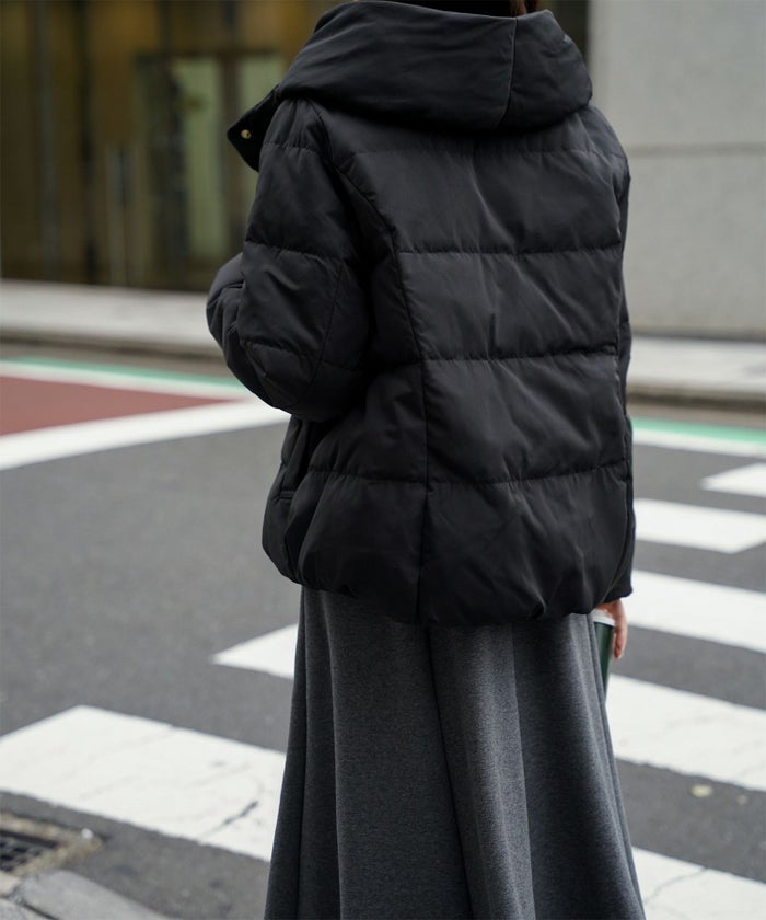 ショート丈 フード付き ダウン コート レディース アウター おしゃれ おすすめ きれいめ ビジネス 可愛い ホワイト グレージュ ネイビー ブラック M