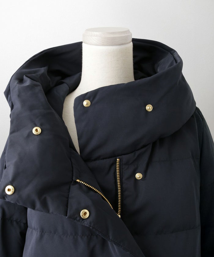 ショート丈 フード付き ダウン コート レディース アウター おしゃれ おすすめ きれいめ ビジネス 可愛い ホワイト グレージュ ネイビー ブラック M