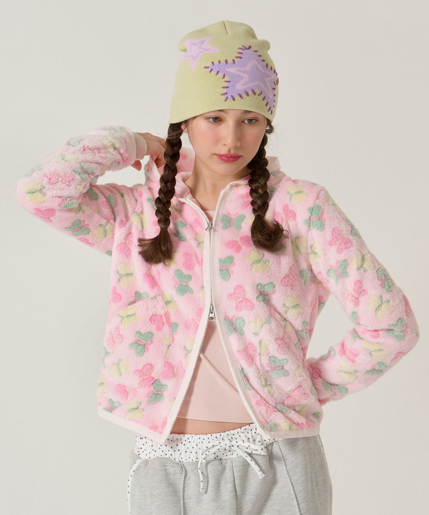 フード付き ジップアップ フリース TINA：JOJUN 全2色｜tnj241-1167【2