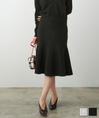 手洗い可 セットアップ対応 レディース 大人可愛い 上品 きれいめ 体型カバー オフィス 大人カジュアル フェミニン ジョイントスペース マーメイド ミディ丈 ニット スカート Liala×PG