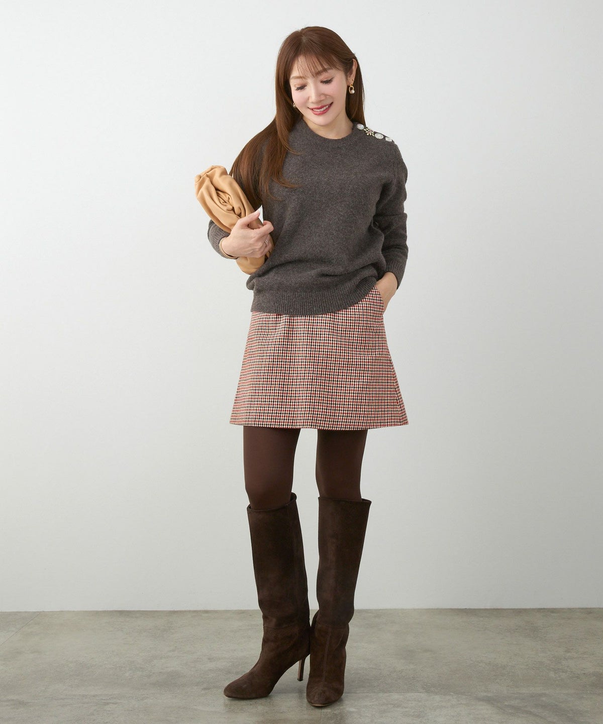 手洗い可 レディース 大人可愛い 上品 きれいめ 柄 大人カジュアル フェミニン 秋冬 ジョイントスペース