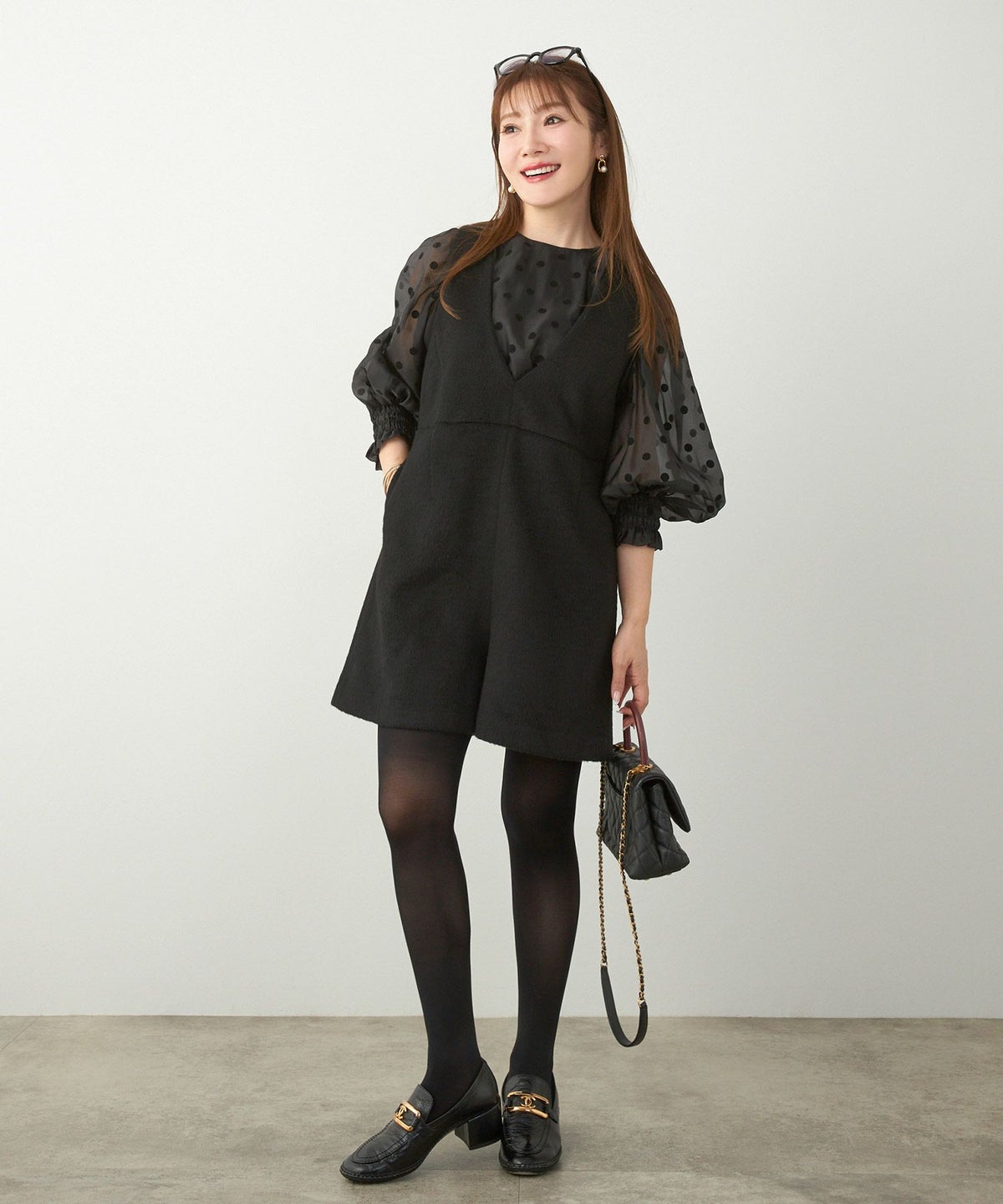 レディース 大人可愛い 上品 きれいめ 大人カジュアル フェミニン 柄 白黒 ジョイントスペース