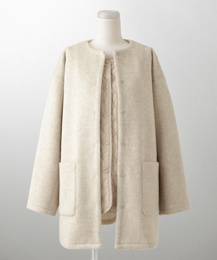 ライナー ベスト付き コート アウター レディース キルティング ベスト 2way 暖かい 可愛い きれいめ サックス ベージュ ブラック M