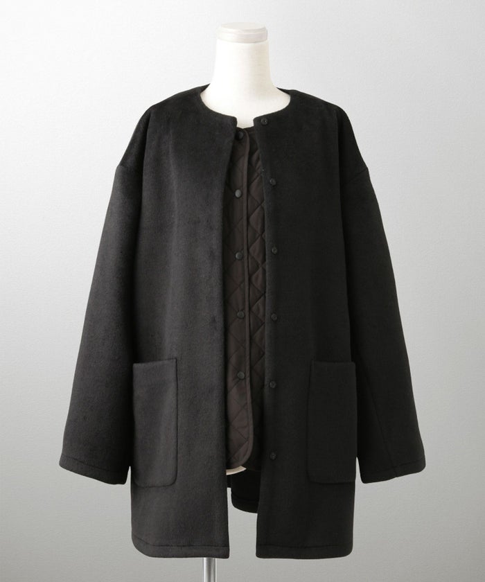 ライナー ベスト付き コート アウター レディース キルティング ベスト 2way 暖かい 可愛い きれいめ サックス ベージュ ブラック M