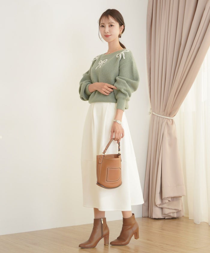 ボトムス フレアスカート タック パール ポケット スカート 上品 エレガント フェミニン きれいめ 裏起毛 起毛 あたたかい 秋 冬 ジョイントスペース