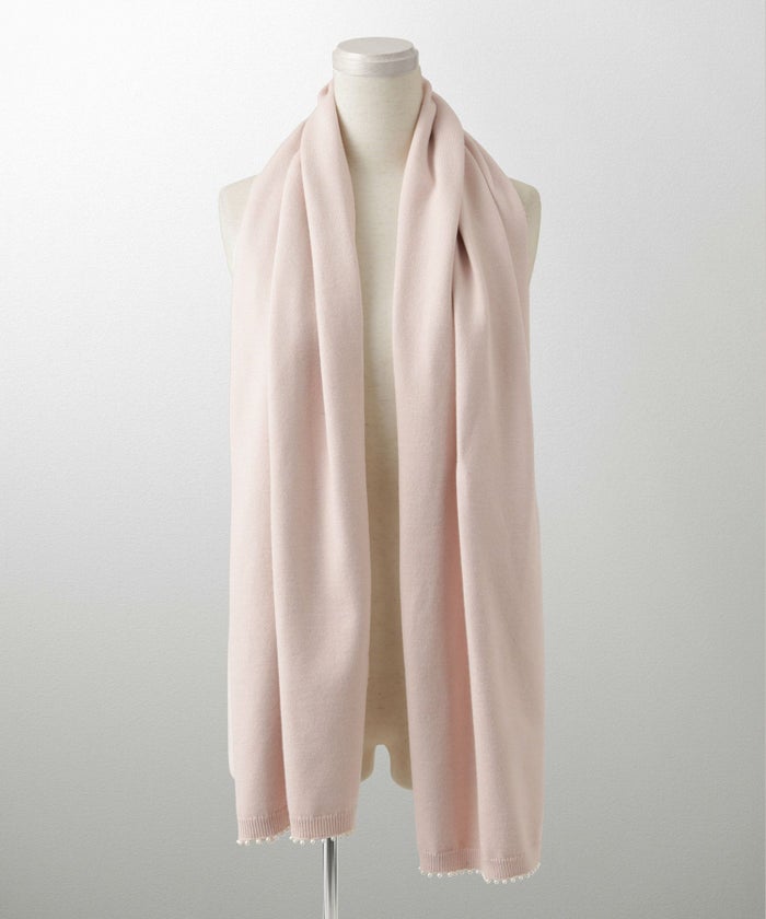 ストール付きニットプルオーバー 2点セット レディース アンゴラタッチ 秋 冬 アイボリー ピンク サックス ブラック M