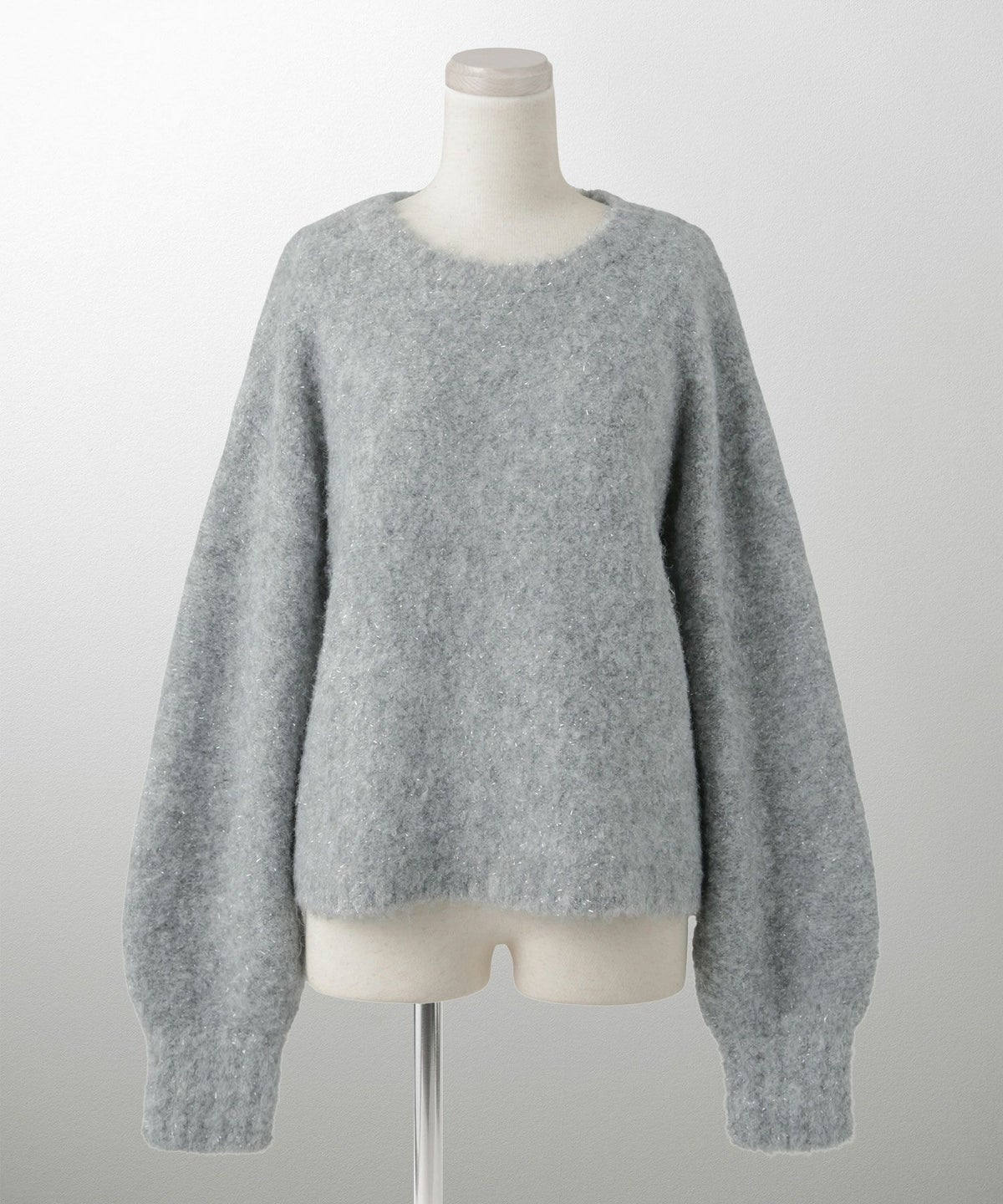 ラメフワニットトップス トップス レディース 長袖 秋 冬 ウォッシャブル ブークレ ライトグレー アプリコット モカ M