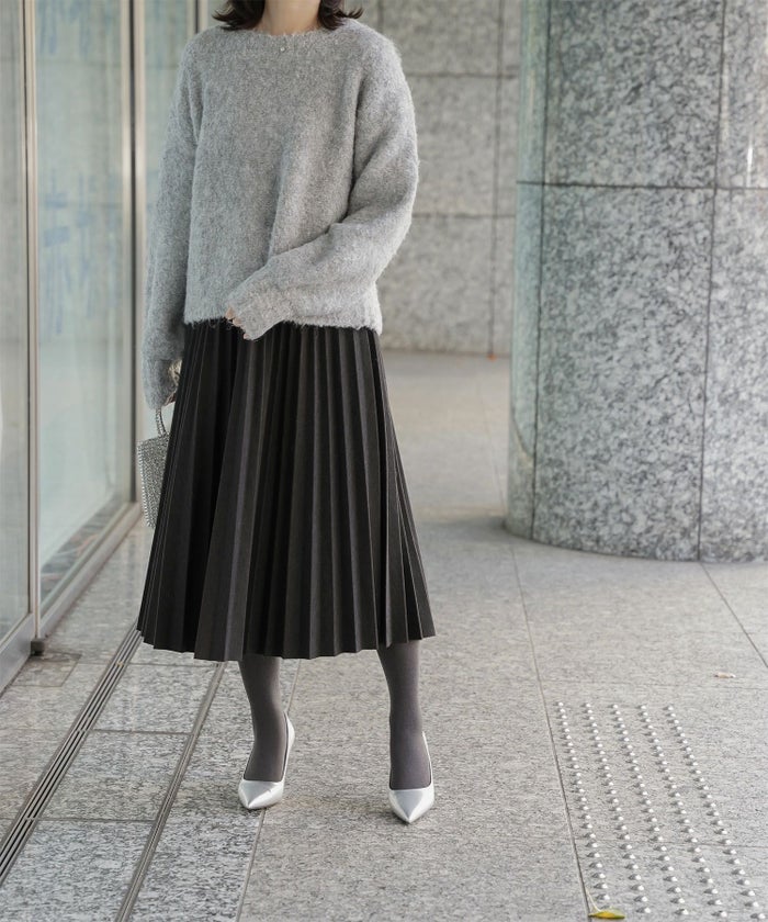 ラメフワニットトップス トップス レディース 長袖 秋 冬 ウォッシャブル ブークレ ライトグレー アプリコット モカ M