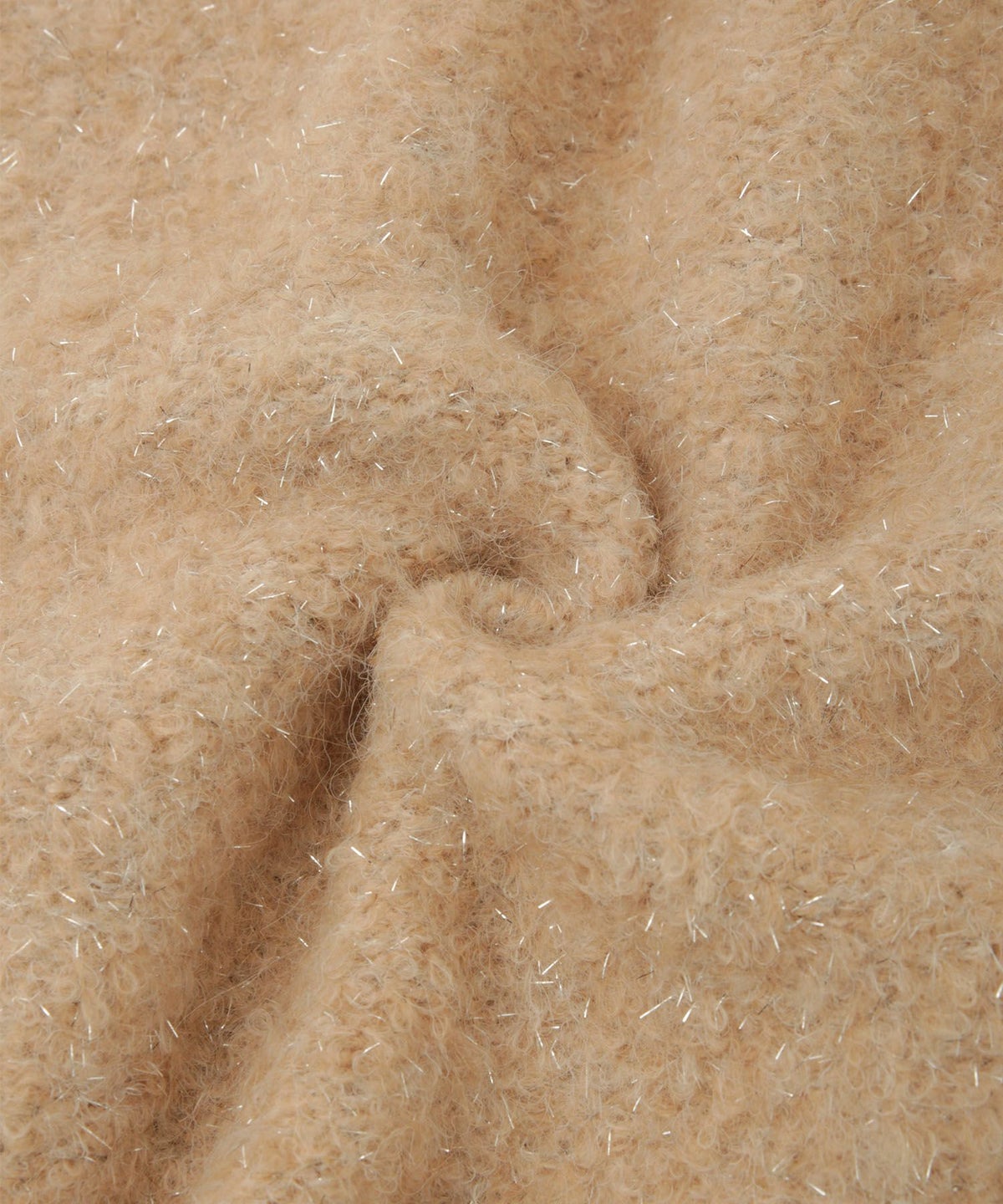 ラメフワニットトップス トップス レディース 長袖 秋 冬 ウォッシャブル ブークレ ライトグレー アプリコット モカ M