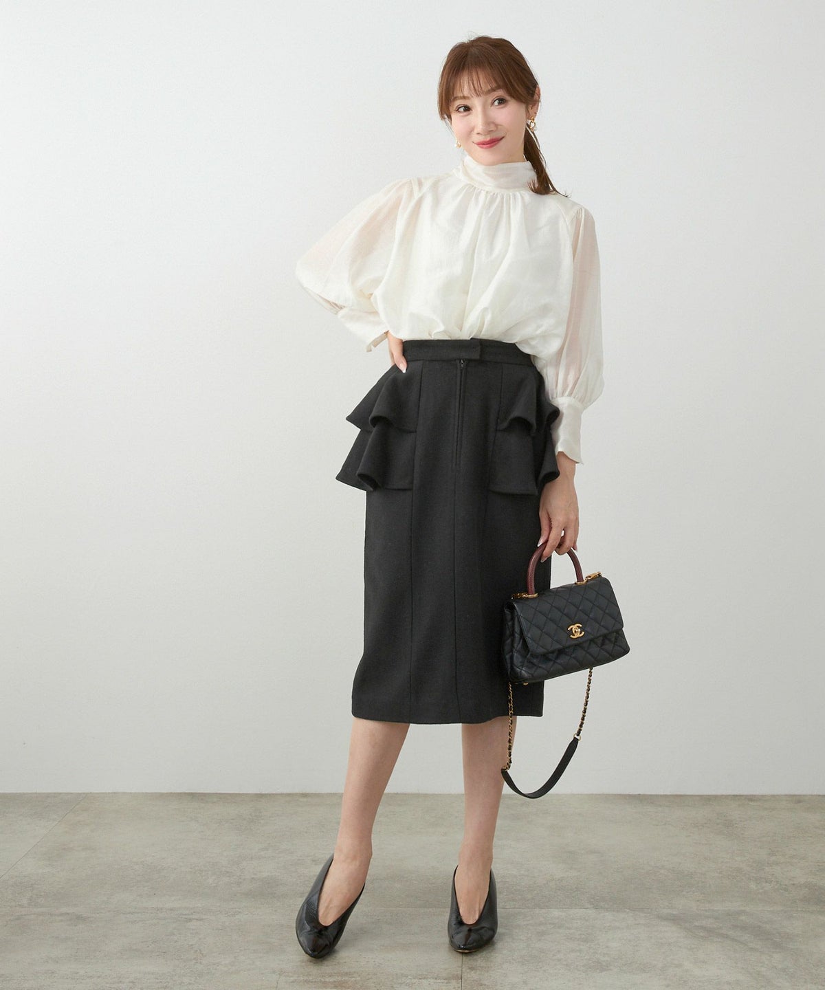 レディース大人可愛い上品きれいめ体型カバーオフィス大人カジュアルフェミニンジョイントスペース