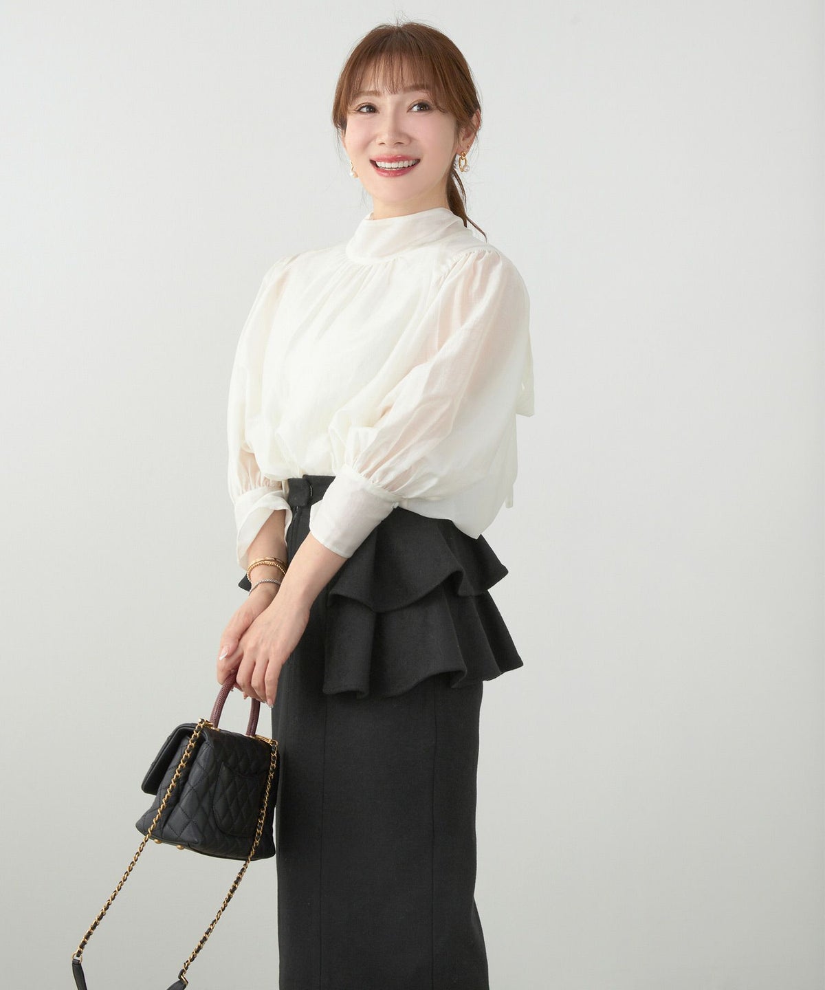 レディース大人可愛い上品きれいめ体型カバーオフィス大人カジュアルフェミニンジョイントスペース