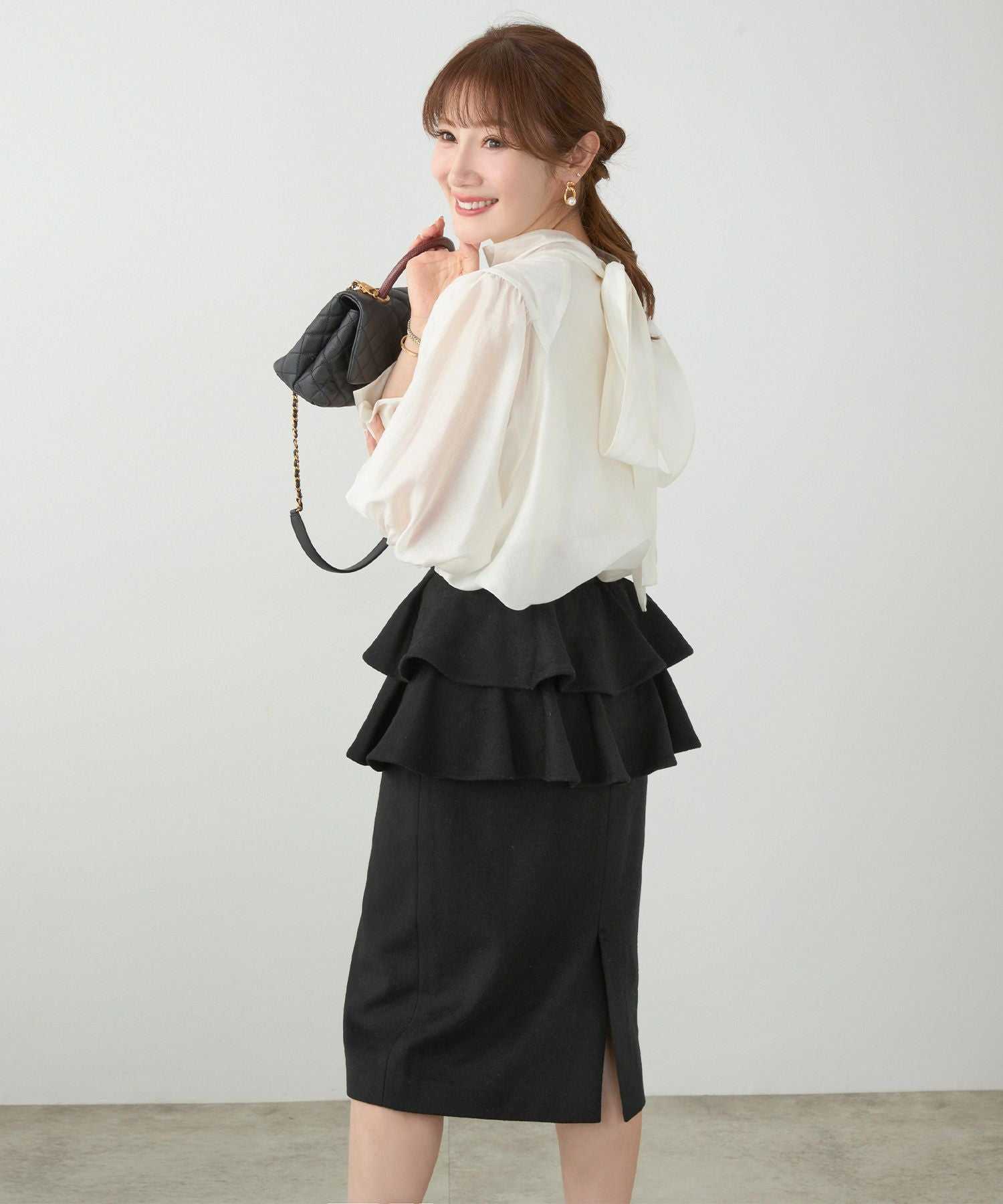 ペプラム フリル タイト スカート Liala×PG 全2色｜lpg641-2213【1