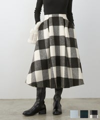 レディース 大人可愛い 上品 きれいめ 体型カバー オフィス 大人カジュアル フェミニン 柄 秋冬 ジョイントスペース ハイウエスト フレア スカート Liala×PG