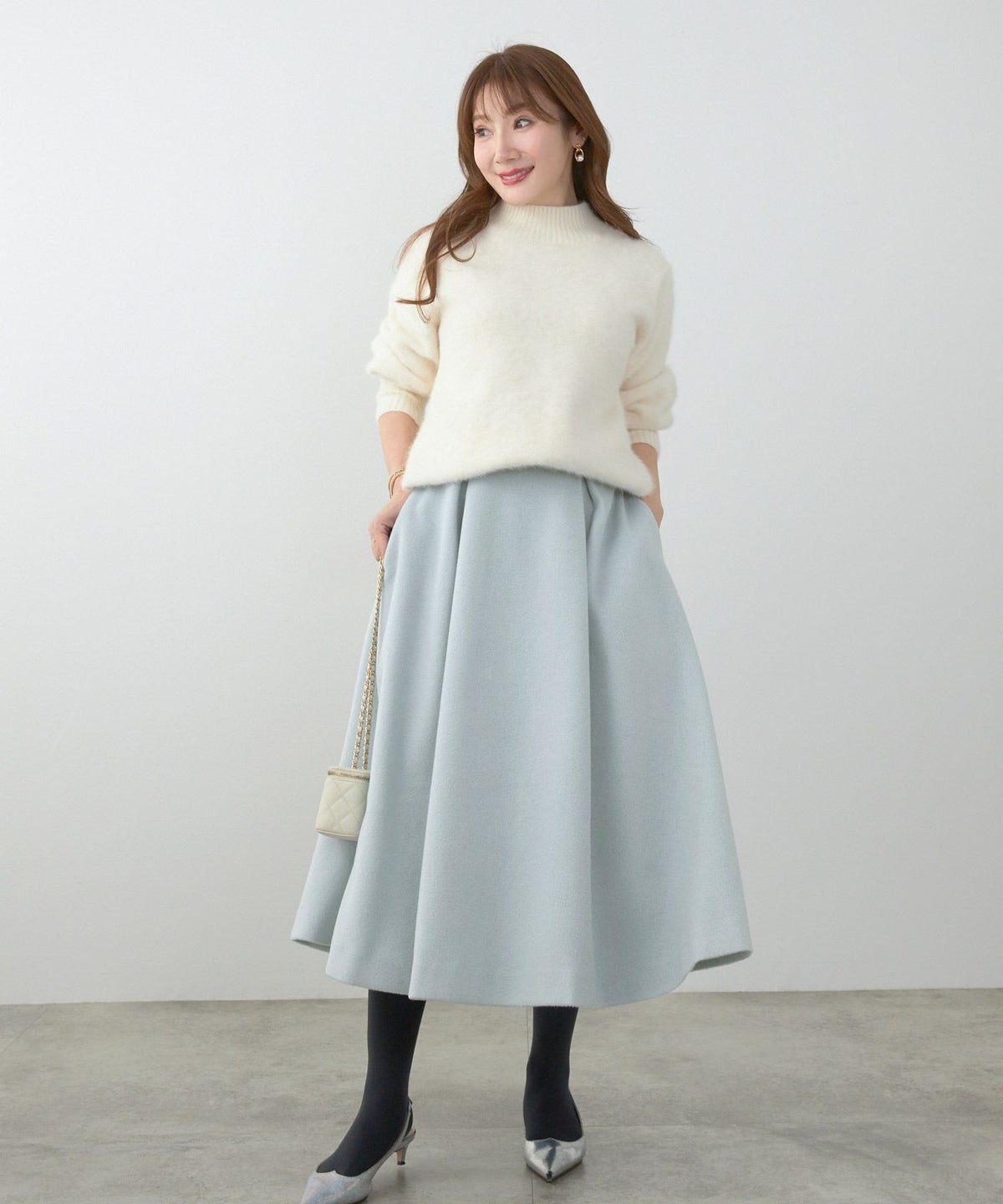 レディース 大人可愛い 上品 きれいめ 体型カバー オフィス 大人カジュアル フェミニン 柄 秋冬 ジョイントスペース