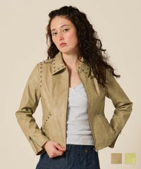 星スタッズ/レザー/ ジャケット