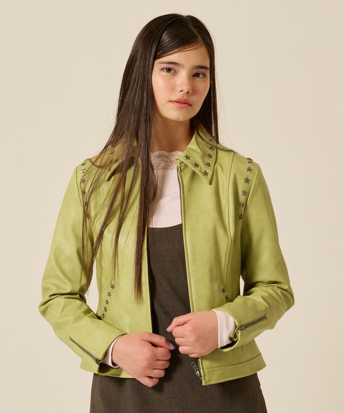 星スタッズ/レザー/ ジャケット