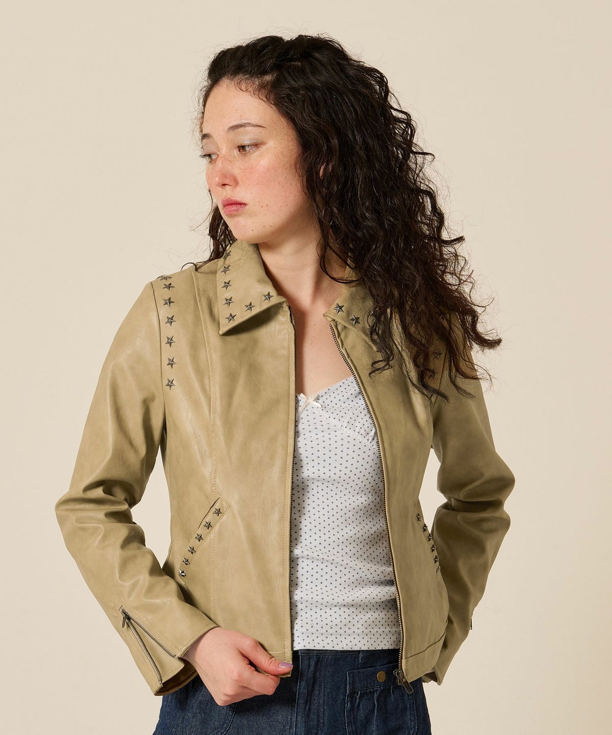 星スタッズ/レザー/ ジャケット